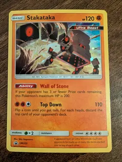 Stakataka SM209 Sun & Moon Black Star Promo Cosmos Holo Pokemon Card NM - Image 1