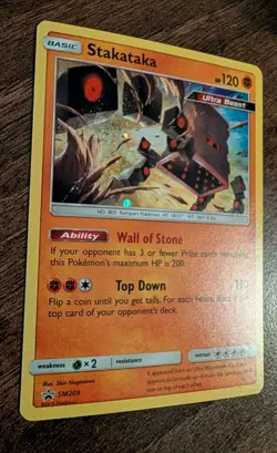 Stakataka SM209 Sun & Moon Black Star Promo Cosmos Holo Pokemon Card NM - Image 2
