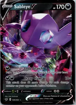 Sableye V 120/202 Holo Rare V Sword & Shield Pokemon NM/M - Image 1