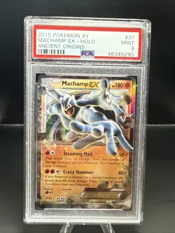Pokemon Machamp PSA 9 EX 37/98 XY Ancient Origins Holo MINT 2015 - Image 1