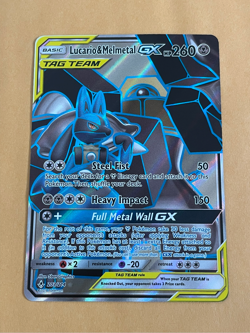 2019 Pokemon Sun Moon Unbroken Bonds Lucario Melmetal GX Full Art #203/214 - Image 1