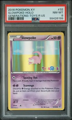 PSA 8 Slowpoke #32 Holo 2016 Pokemon XY Generations TOYS R US Stamp Promo - Image 1