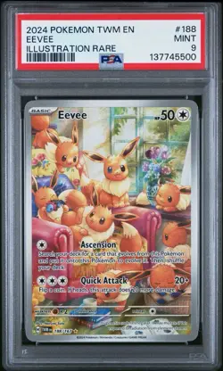2024 POKEMON TWM EN-TWILIGHT MASQUERADE ILLUSTRATION RARE #188 EEVEE PSA 9 - Image 1
