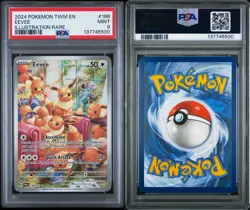 2024 POKEMON TWM EN-TWILIGHT MASQUERADE ILLUSTRATION RARE #188 EEVEE PSA 9 - Image 3