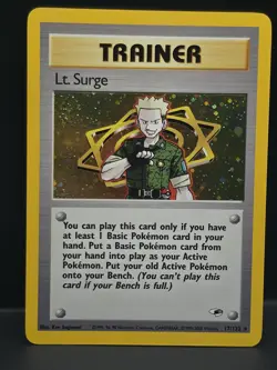 Pokemon Lt. Surge Trainer Holofoil SWIRL! Gym Heroes 17/132 Condition - Image 1