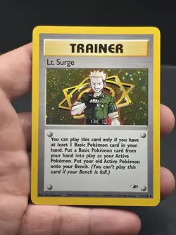 Pokemon Lt. Surge Trainer Holofoil SWIRL! Gym Heroes 17/132 Condition - Image 2