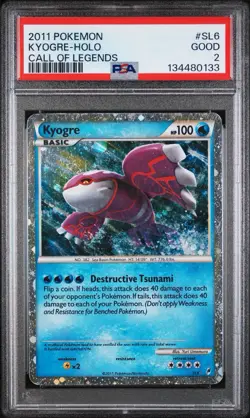 2011 POKEMON CALL OF LEGENDS #SL6 KYOGRE-HOLO CALL OF LEGENDS PSA 2 SWIRL - Image 1