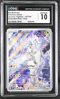 N's Reshiram 167/159 Illustration Rare Holo Pokemon CGC 10 Gem Mint - Image 1