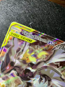 PIKACHU & ZEKROM GX 2019 POKEMON BLACK STAR PROMO TAG TEAM #SM168 Damaged - Image 3