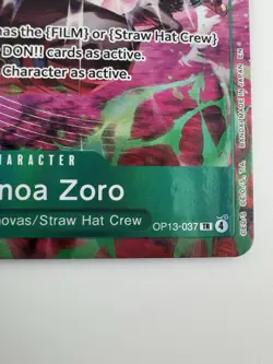 One Piece OP15 Roronoa Zoro OP13-037 TR Foil - Adventure On Kami's Island Eng - Image 4