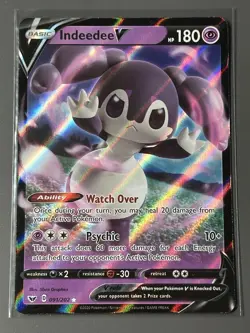 Indeedee V 091/202 Sword & Shield Base Ultra Rare Holo Pokemon Card * New * - Image 1