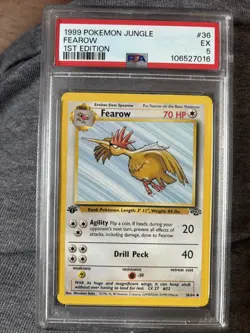 Pokemon TCG Jungle Fearow Card 36/64 1st Edition Uncommon PSA 5 - Image 1