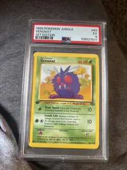Pokemon TCG Venonat Jungle Card 63/64 Regular Common 1st Edition PSA 5 - Image 1