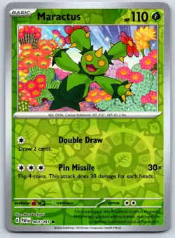 Maractus - Reverse Holo - Paldean Fates PAF 003/091 Pokemon Card NM - Image 1