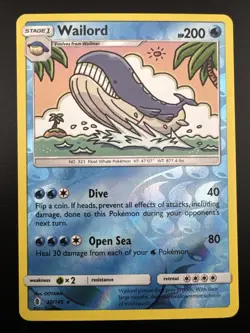 Wailord 30/145 Pokemon Sun & Moon Guardians Rising Reverse Holo - Image 3