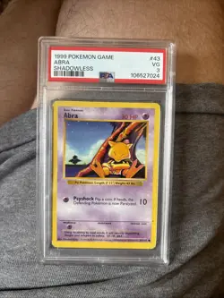 Pokemon TCG 1999 ABRA SHADOWLESS PSA 3 - Image 1