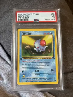 Pokemon TCG Tentacool Fossil 1st Edition Common PSA 3 - Image 1
