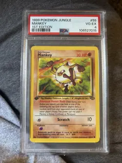 Pokemon TCG Mankey Jungle 1st Edition Common PSA 4 - Image 1