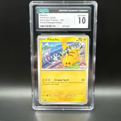 Pikachu 190 World Championship 2024 CGC GEM MINT 10 Black Star Promo Pokemon TCG - Image 1
