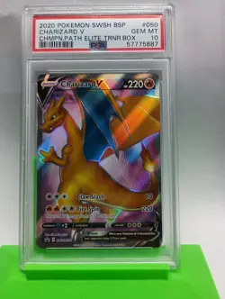 Pokemon Charizard V BSP 2020 Champions Path ETB #050 Full Art Holo Rare PSA 10 - Image 1