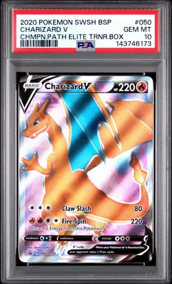 PSA 10 CHARIZARD V SWSH050 FULL ART BLACK STAR PROMO CHAMPIONS PATH POKEMON 🔥 - Image 1