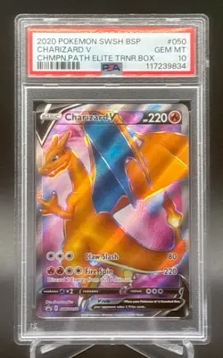 2020 Pokemon SWSH Charizard V SWSH050 Champions Path PSA 10 GEM MINT - Image 1