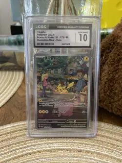 Pokemon Pikachu TCG Scarlet& Violet 151 Illustration Rare Holo CGC 10 - Image 1