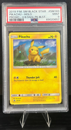 2019 POKEMON BLACK STAR PROMO UNBROKEN BONDS BLISTER SM183 PIKACHU PSA 9 - Image 1