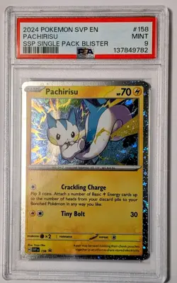 PSA 9 2024 Pokemon SVP Pachirisu 158 Cosmos Holo Promo F Swirl - Image 1