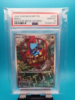 Pokemon TCG Riolu 010 Mega Evolution ETB Promo Card PSA 10 - Image 1