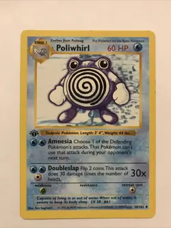 Pokemon TCG Poliwhirl 38/102 1st Edition Shadowless Base Set Regular Card - Image 1
