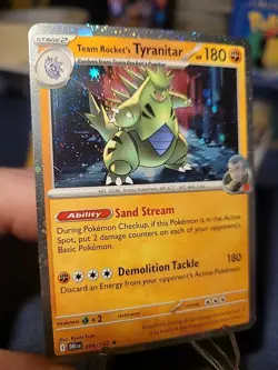 Team Rocket's Tyranitar 096 Pokemon Destined Rivals Cosmos Holo SWIRL Promo Card - Image 2