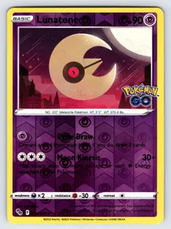 Lunatone 034/078 022 Pokemon GO Pokemon Card TCG Reverse Holo Uncommon - Nm - Image 1