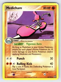 Medicham 34/108 2007 EX Power Keepers Pokemon Card TCG Non Holo Uncommon - Mp - Image 1