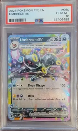2025 Pokemon Umbreon ex 060/131 Sv: Prismatic Evolutions Holo PSA 10 - Image 1