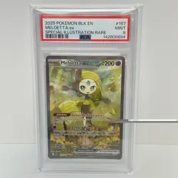2025 POKEMON BLK EN-BLACK BOLT SPECIAL ILLUSTRATION RARE #167 MELOETTA EX PSA 9 - Image 1