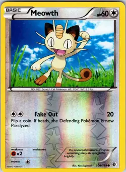 Meowth 106/149 Boundaries Crossed Pokemon LP Reverse Holo - Image 1