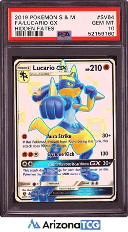 Pokemon 2019 Shiny Lucario GX SV64 Shiny Vault Hidden Fates GEM MINT PSA 10 - Image 1