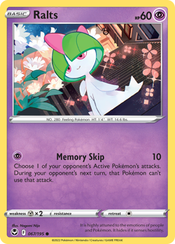 Ralts 067/195 C Silver Tempest Pokemon Reverse Holo LP - Image 1