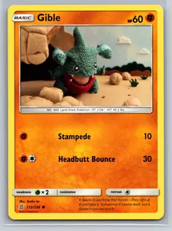 Gible 112/236 Unified Minds Fighting Basic Common Pokemon TCG 2019 Collectible - Image 1