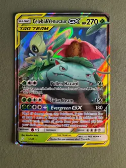 Pokemon Celebi & Venusaur GX 1/181 Sm-Team Up Holo NM - Image 1
