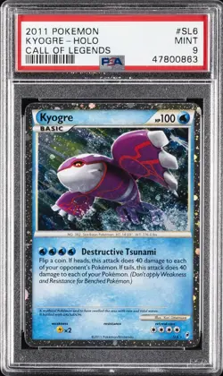 2011 POKEMON CALL OF LEGENDS #SL6 KYOGRE-HOLO PSA 9 - Image 1