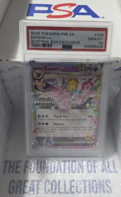 Pokemon Prismatic Evolutions Espeon ex 034/131 Surprise Box Stamped PSA 10 - Image 1
