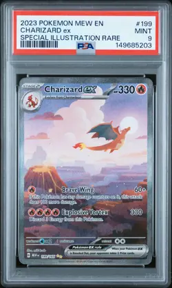 2023 POKEMON MEW EN-151 SPECIAL ILLUSTRATION RARE #199 CHARIZARD EX PSA 9 - Image 1