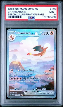 2023 Pokemon Mew EN-151 Charizard EX #199 Special Illustration Rare PSA 9 - Image 1