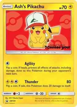 Ash's Pikachu SM109 Promo Pokemon Card NM - Image 1