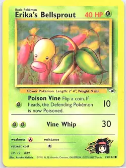 Erika's Bellsprout 75/132 Non Holo Gym Heroes - Pokemon Card - LP - Image 1