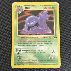 1999 Muk Pokemon Fossil Unlimited #28/62 Card *HP* - Image 1