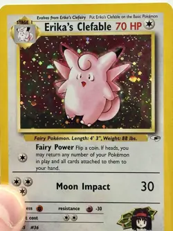 Pokemon TCG Erika's Clefable Gym Heroes Holo Rare Card 3/132 NM Condition - Image 2
