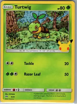 Turtwig - 4/25 Holo McDonald's 25th Anniversary Promos - Pokemon Card - NM - Image 1